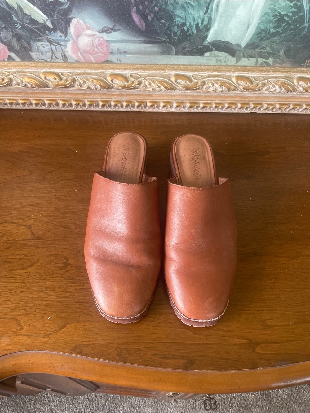 Madewell Chestnut Brown Leather Mule Clogs